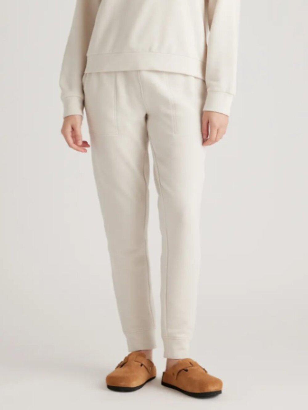 Quince SuperSoft Fleece Joggers Pants Sweats Off-White Tencel Modal Size Small